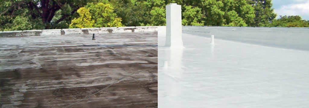 Roof re-coatings before and after